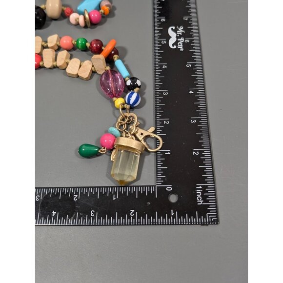 Plunder Beaded Chunky Multi‎ Color Necklace Keychain ID Badge Holder Long Boho - Picture 8 of 8